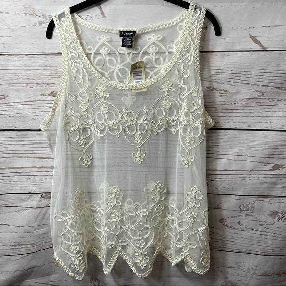 Nwt Torrid Lace Insert Embroidered Sleeveless Top - Picture 3 of 9